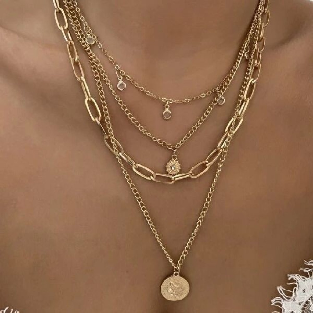 Layered Pendant Necklace Aesthetic - Bohem Tarzı Portre Kolye Moda Çok