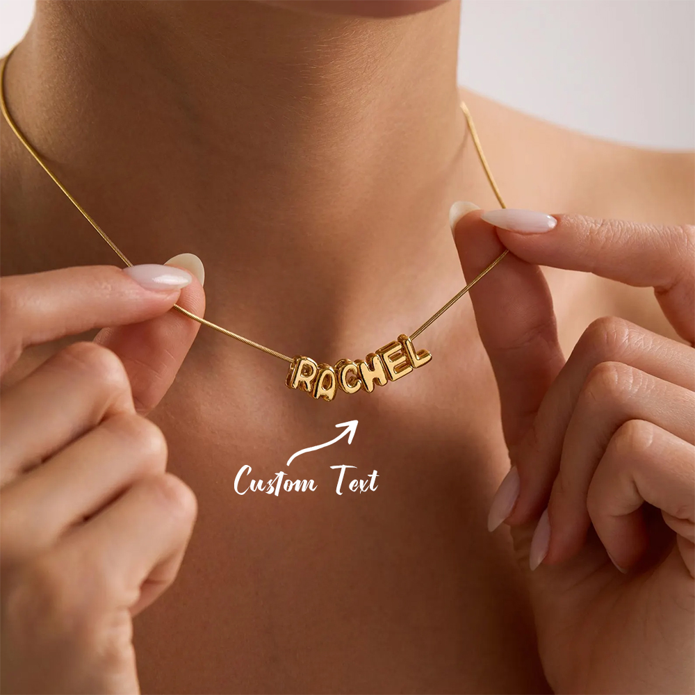 Custom Name Necklace Stainless Steel - Kadınlar İçin Özel Balon Harfli İsim