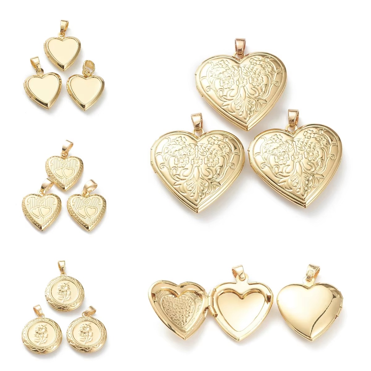 Heart Locket Necklace Photo - 10 adet Kalp Fotoğraf Madalyon Kolye