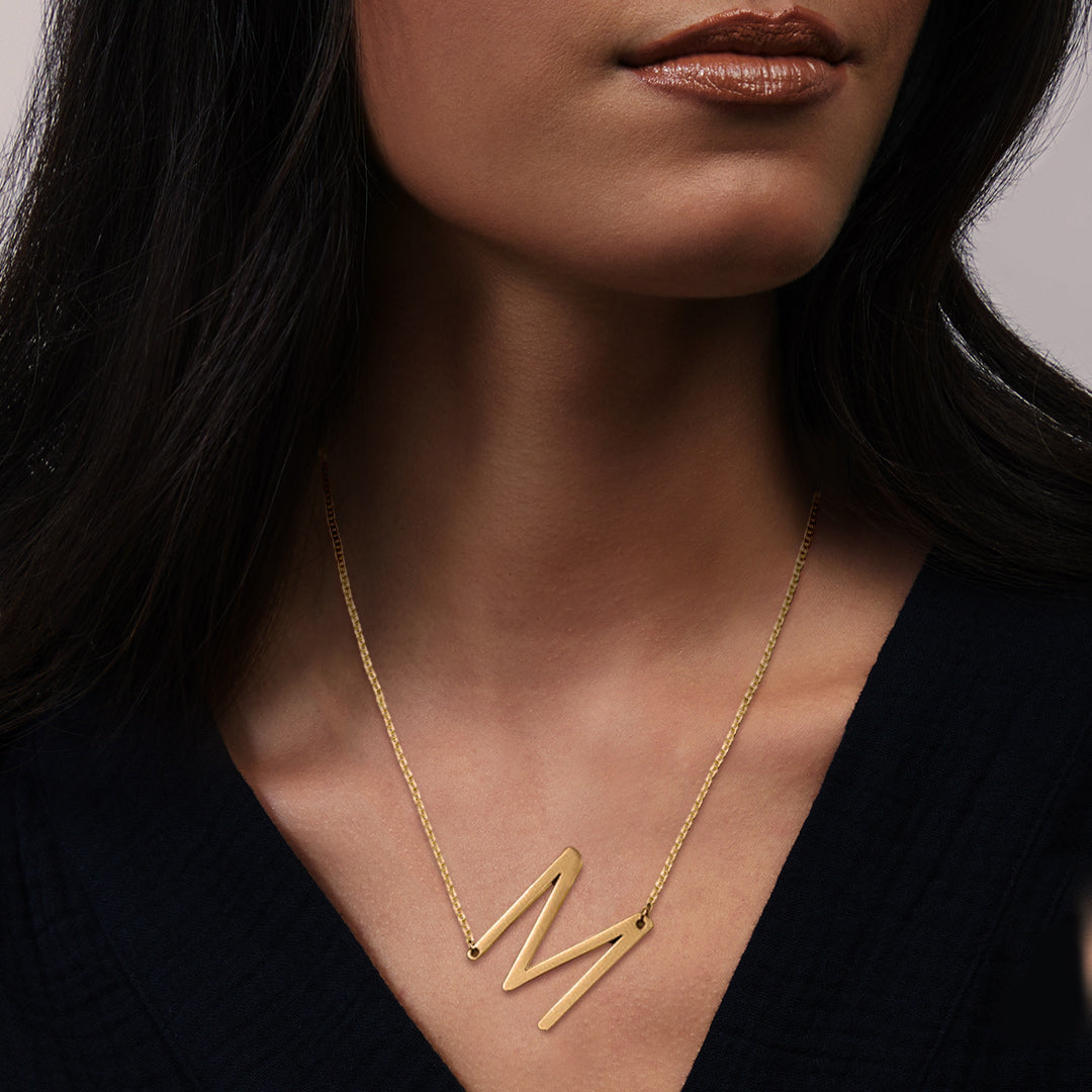 Initial Letter Necklace 18K Gold - Bildirimi İlk kolye kişiselleştirilmiş paslanmaz çelik