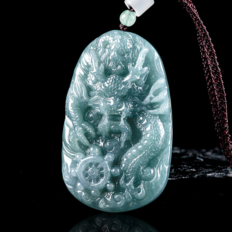 Necklaces - Burma Yeşim Taşı Ejderha Kolye Ucu