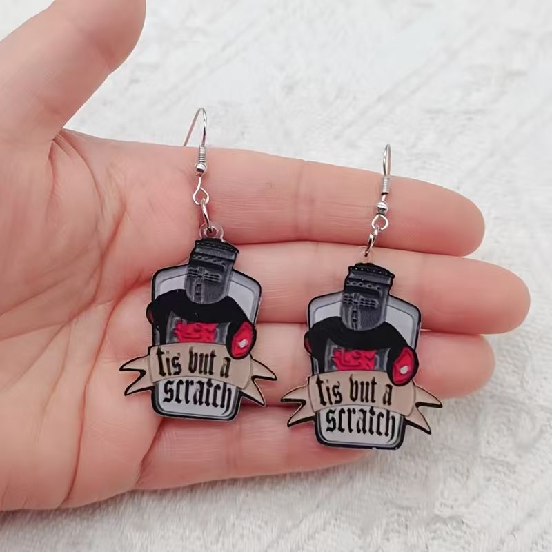Earrings - 10 adet akrilik siyah beyaz alıntı