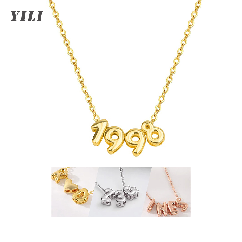 Initial Letter Necklace 18K Gold - Kişiye Özel 3D Kabarcık Harfli Kolye,