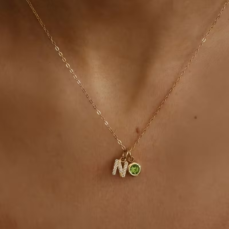 Custom Name Necklace Stainless Steel - Kadınlar için Kişiselleştirilmiş Doğum Taşı Kolye