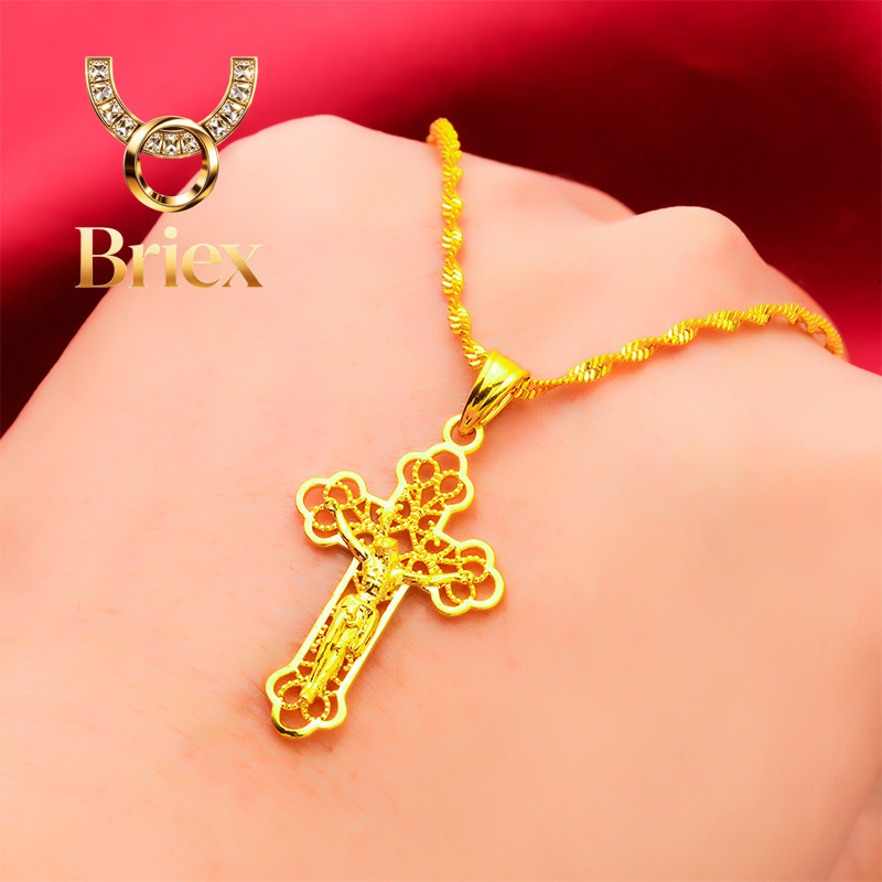 Cross Pendant Necklace Gold - Briex Jewelry Ins Vintage Altın Haç