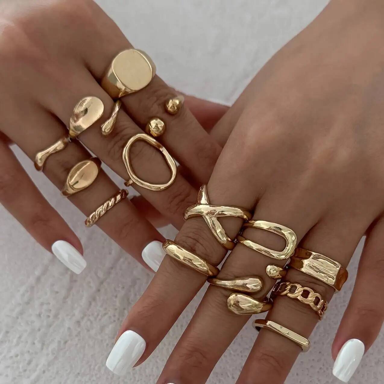 Vintage Punk Knuckle Rings Set - IngeSight.Z 14 adet/takım Hip Hop Punk