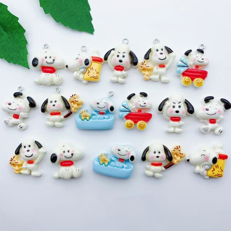Earrings - 12 adet reçine karikatür köpek kolye