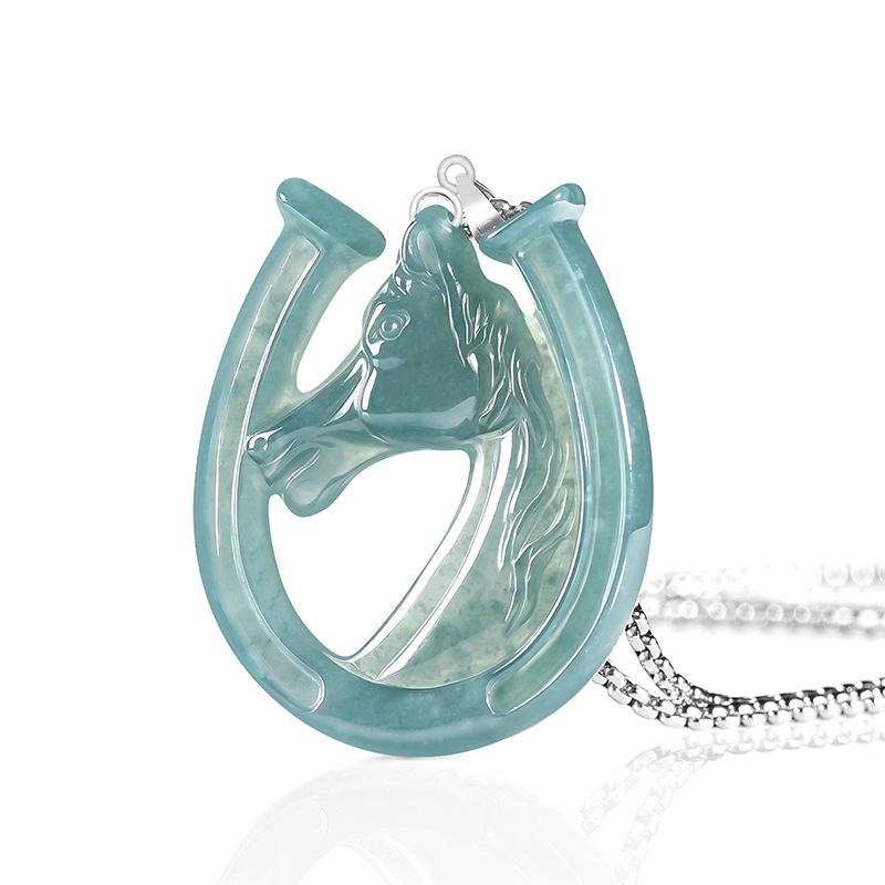 Necklaces - S925 Gümüş Doğal Mavi Su Yeşimi