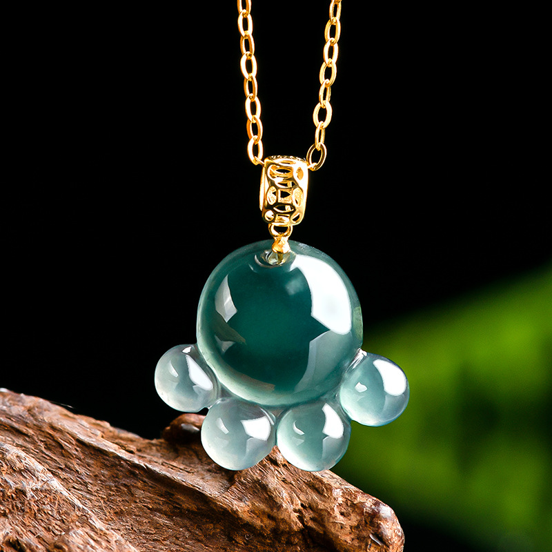 Necklaces - Doğal Gerçek Zümrüt Mavi Su Yeşim
