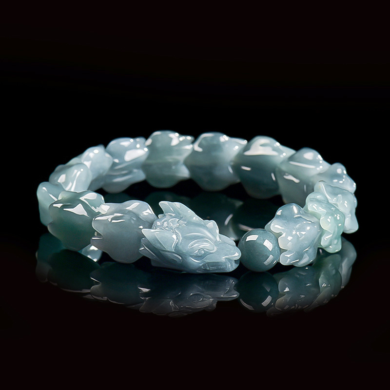 Bracelets - Mavi Burma Yeşim Taşı Ejderha Bileklik
