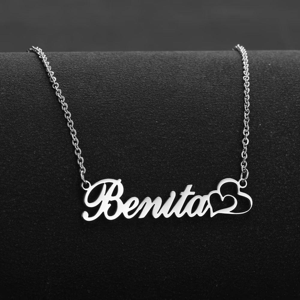 Custom Name Necklace Stainless Steel - Kişiselleştirilmiş Çift Kalp Özel İsim Kolye