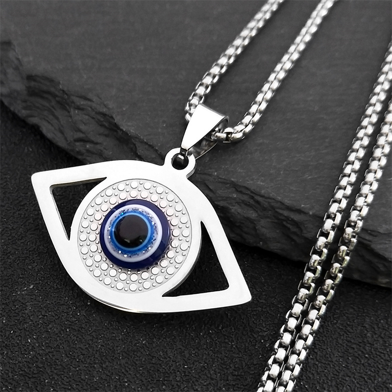 Necklaces - İslam Hamsa Nazar Boncuklu Kolye Paslanmaz