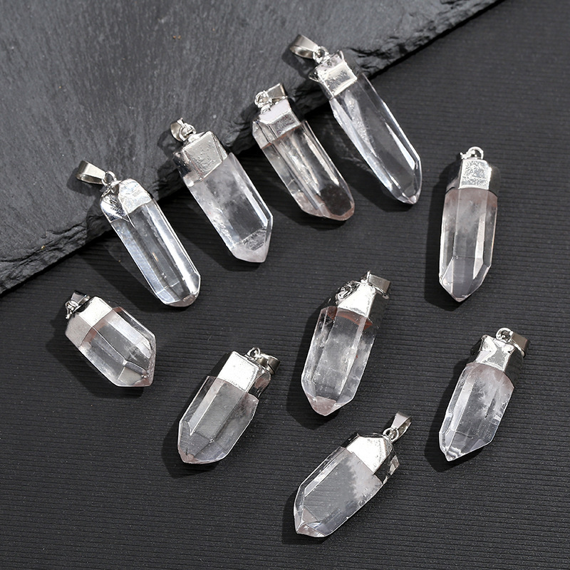 Crystal Pendant Necklace Natural Stone - Doğal Şeffaf Kuvars Kristal Kolye Ucu