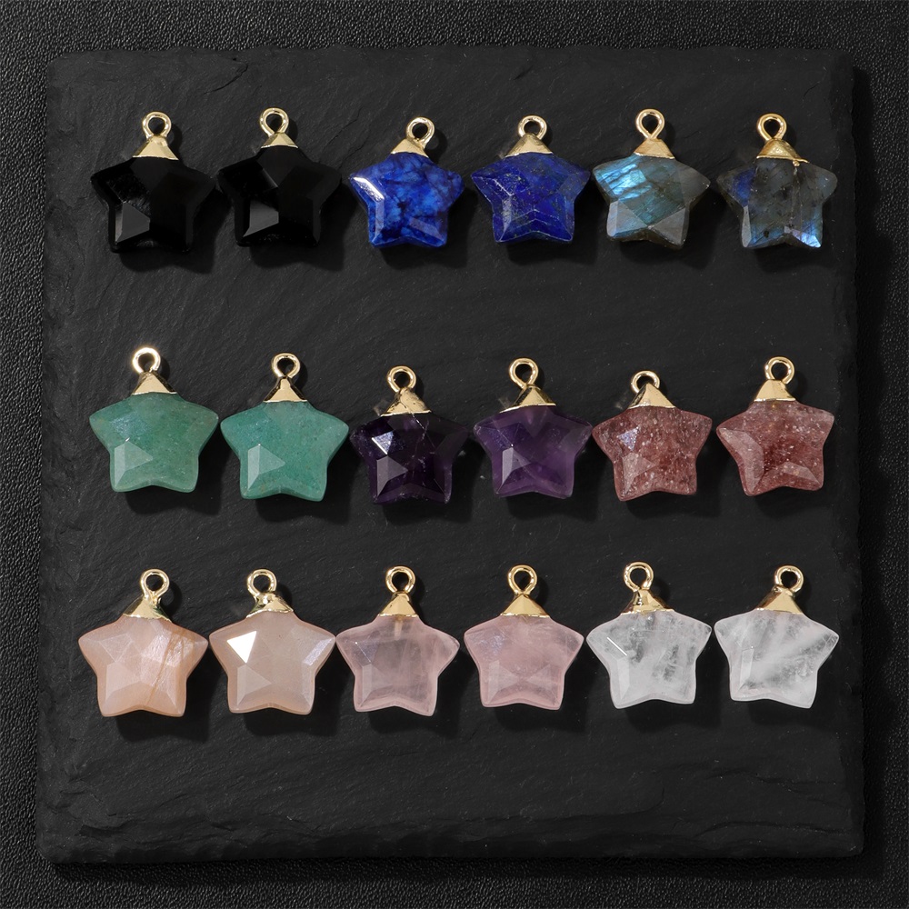 Crystal Pendant Necklace Natural Stone - 2 adet yıldız şekli taş kolye