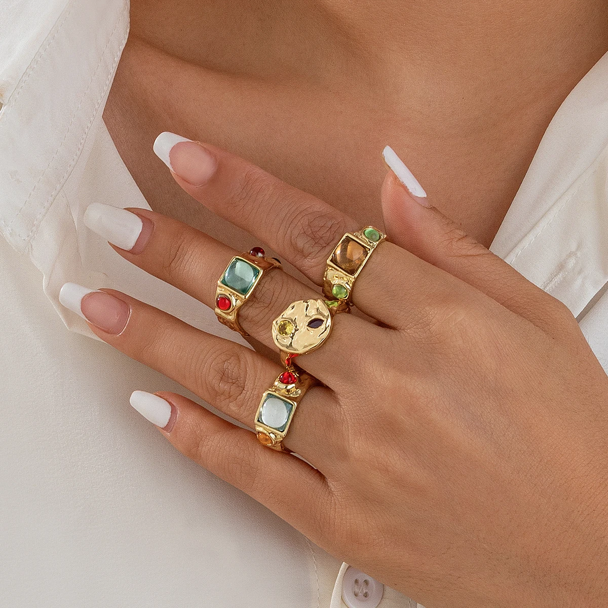 4 adet/takım Vintage Renkli Kr - Vintage Punk Knuckle Rings Set incelemesi ve fiyatı
