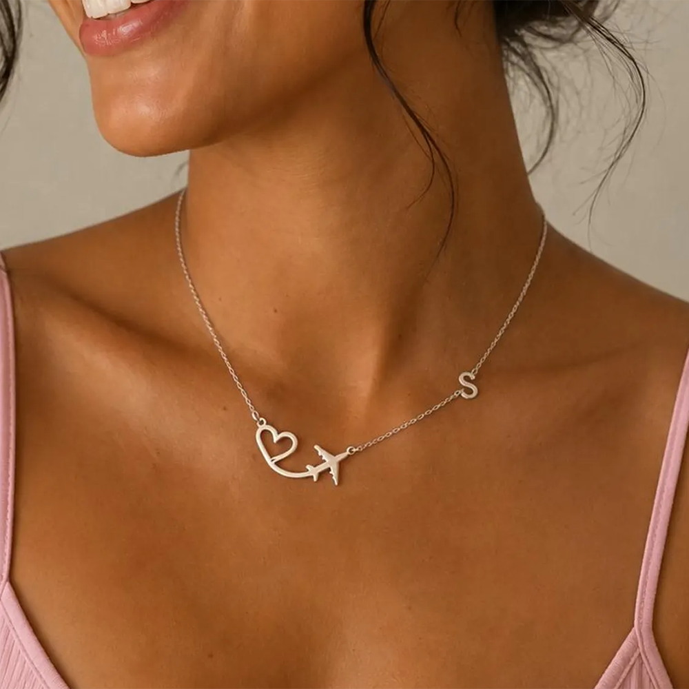 Kişiselleştirilmiş Kalp Uçak İ - Custom Name Necklace Stainless Steel incelemesi ve fiyatı