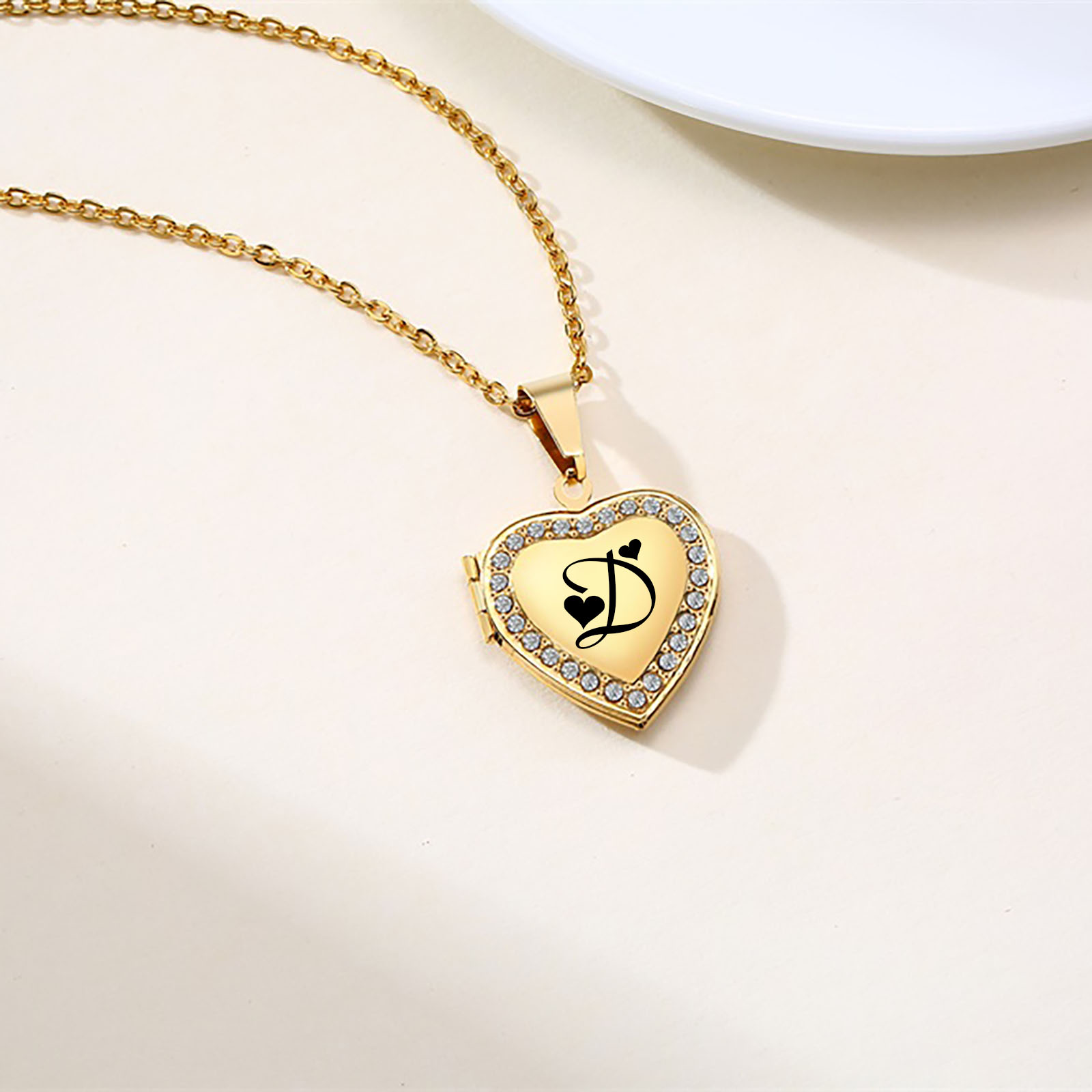 Ücretsiz Gravür Baş Harfleri K - Heart Locket Necklace Photo incelemesi ve fiyatı