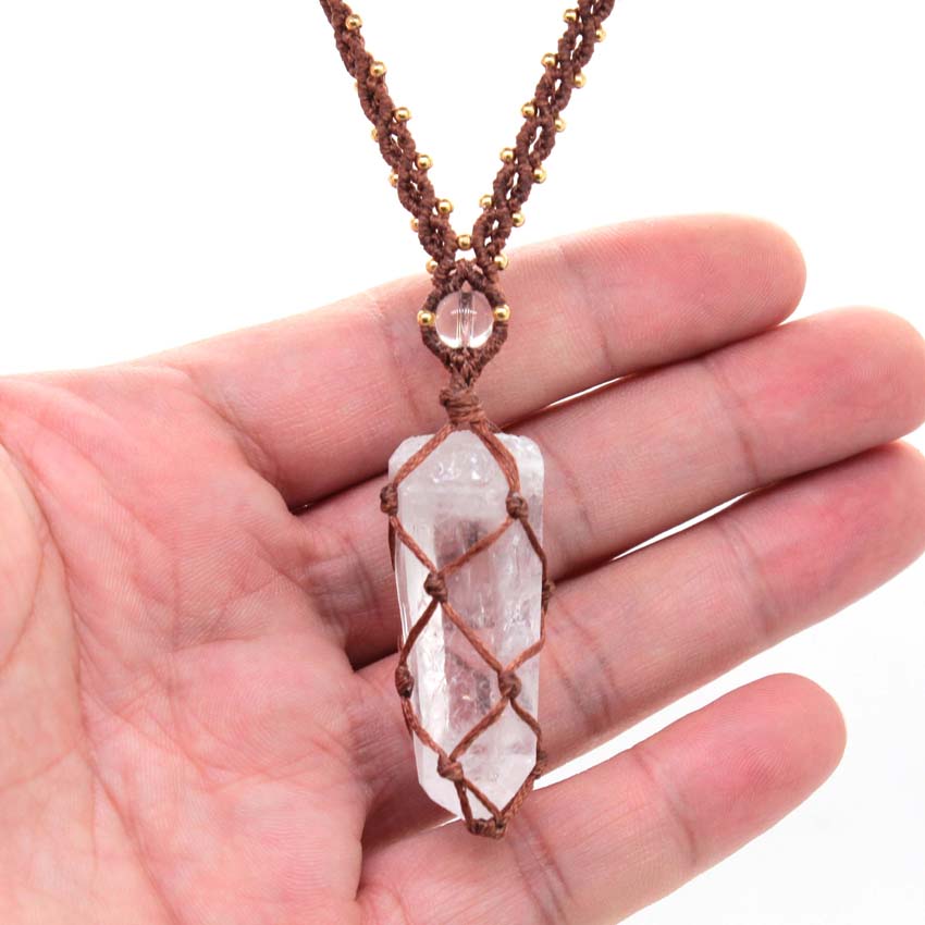 Kristal Kuvars Makrome örgülü  - Crystal Pendant Necklace Natural Stone incelemesi ve fiyatı