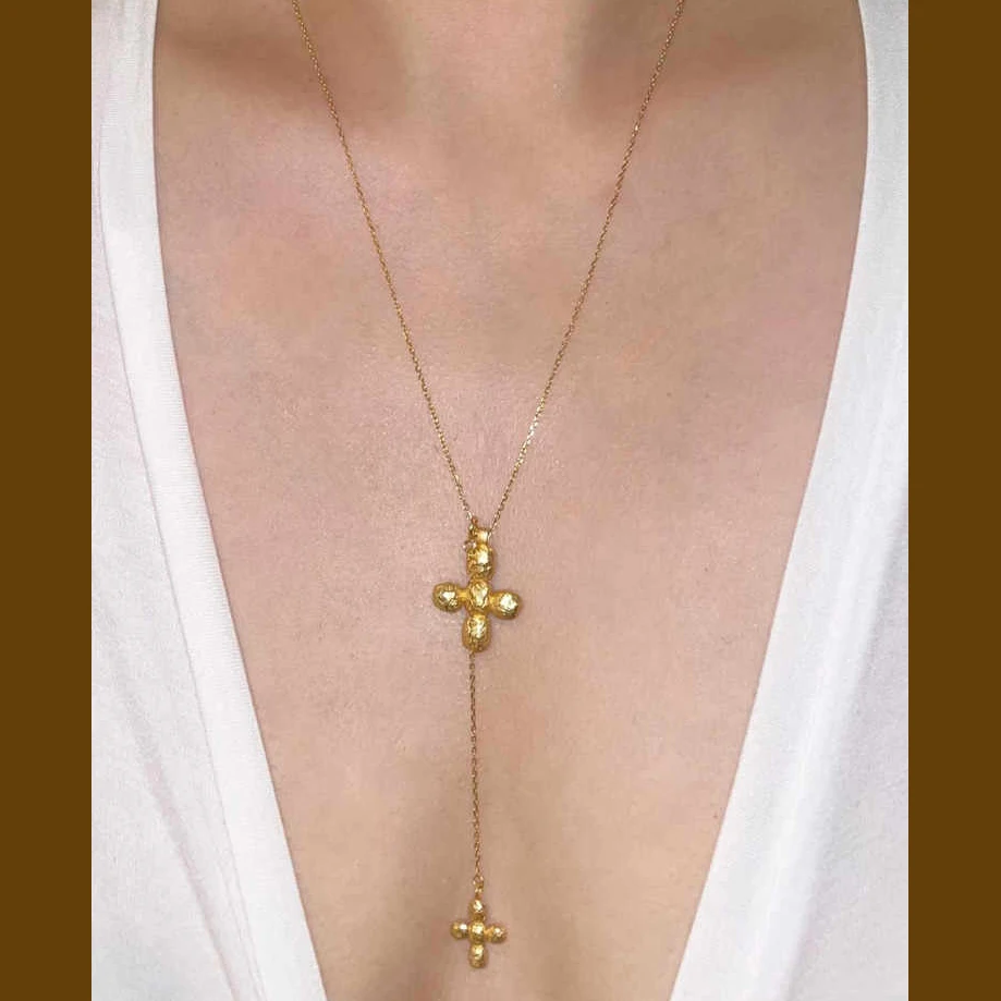 Avrupa Amerika Büyük Kalp Çift - Cross Pendant Necklace Gold incelemesi ve fiyatı