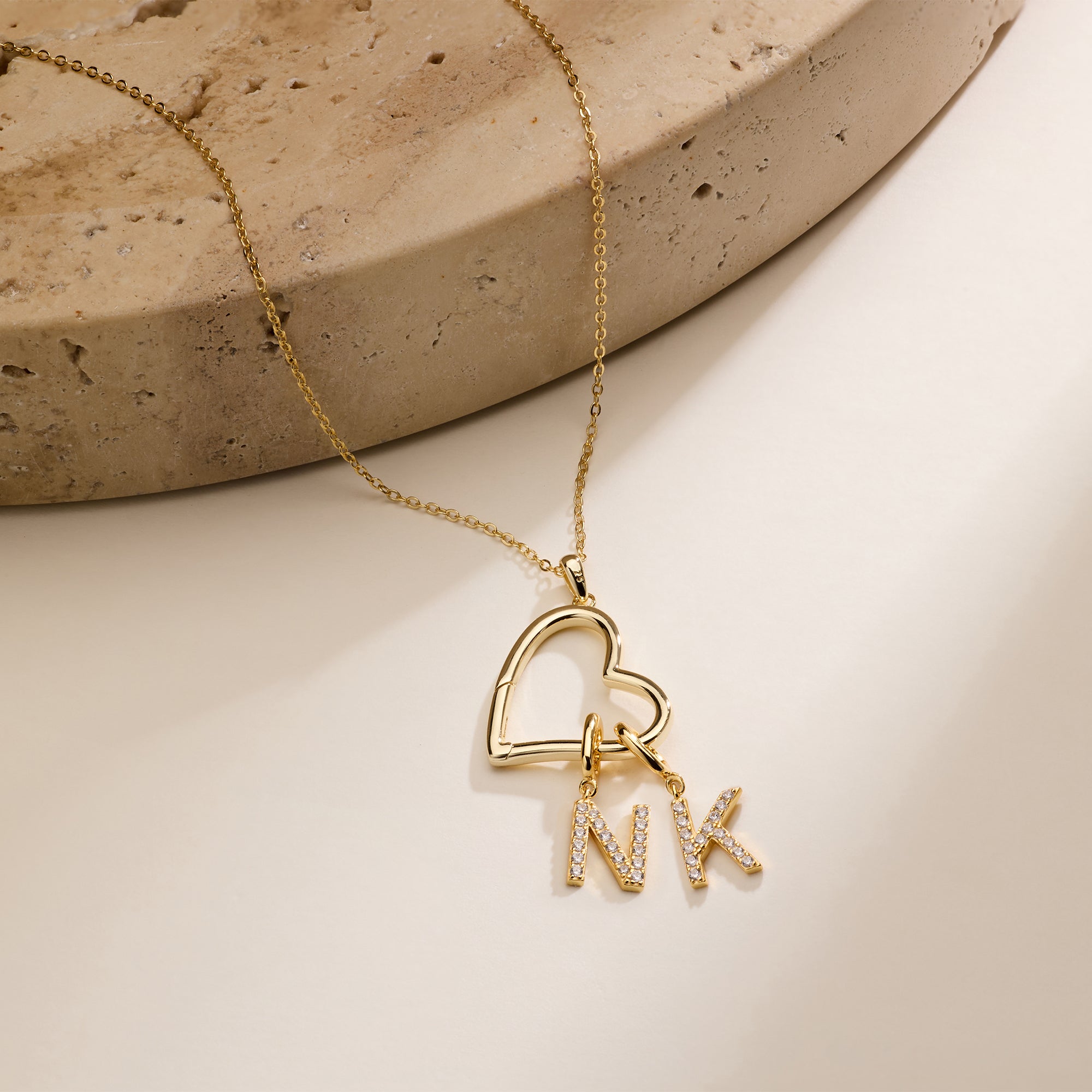 Kişiye Özel Açık Kalp Kolye, K - Initial Letter Necklace 18K Gold incelemesi ve fiyatı