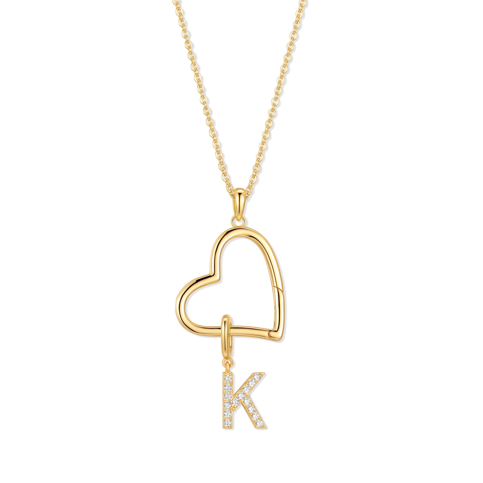 Kişiye Özel Açık Kalp Kolye, K - Initial Letter Necklace 18K Gold incelemesi ve fiyatı