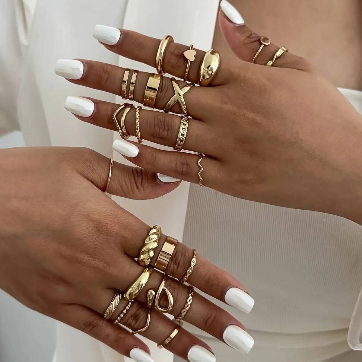 KunJoe 24 adet/takım Trendy Dü - Vintage Punk Knuckle Rings Set incelemesi ve fiyatı