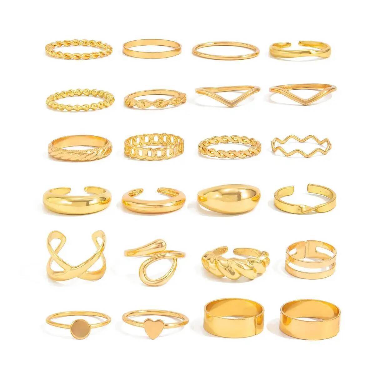KunJoe 24 adet/takım Trendy Dü - Vintage Punk Knuckle Rings Set incelemesi ve fiyatı