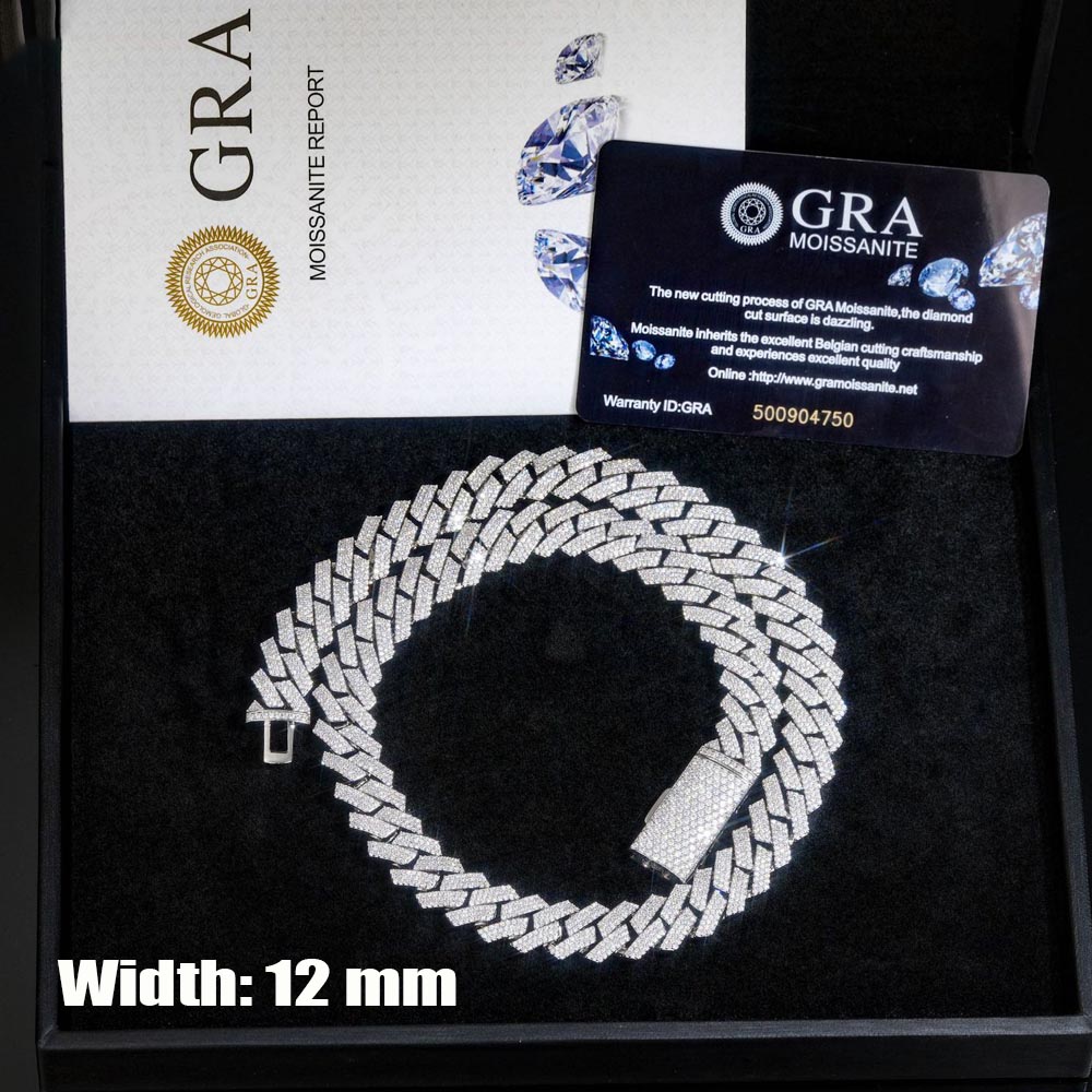 12mm 3 Sıralı Mozanit Taşlı Kü - Cuban Link Chain 12Mm incelemesi ve fiyatı