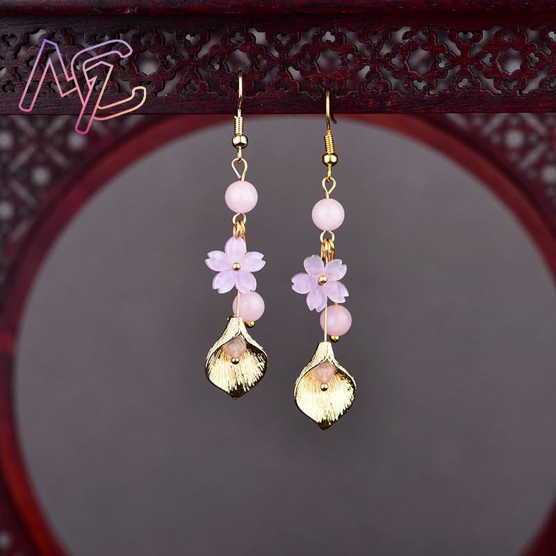 Pembe Doğal Yeşim Çiçek Küpe K - Earrings incelemesi ve fiyatı