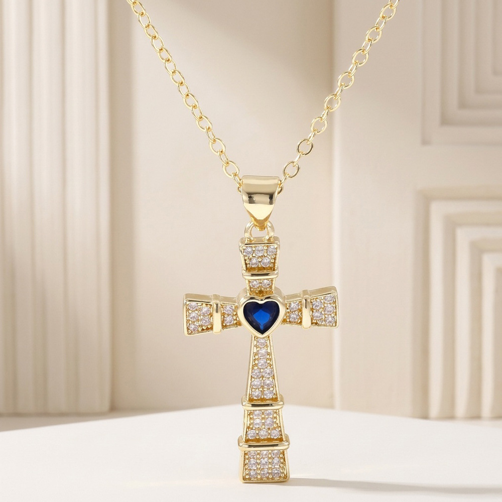 Moda Kübik Zirkonya Çapraz Kol - Cross Pendant Necklace Gold incelemesi ve fiyatı