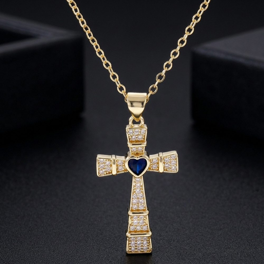 Moda Kübik Zirkonya Çapraz Kol - Cross Pendant Necklace Gold incelemesi ve fiyatı