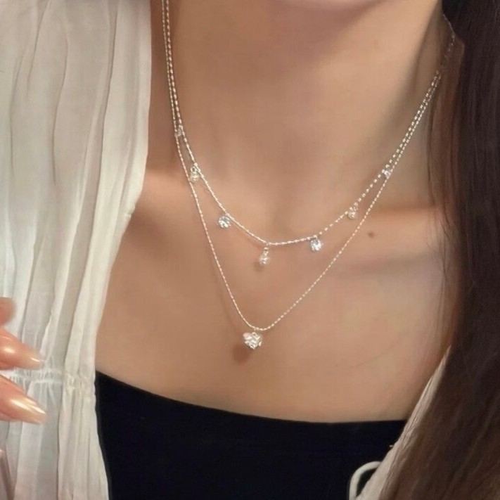 Çift Katmanlı Gümüş Boncuklu G - Layered Pendant Necklace Aesthetic incelemesi ve fiyatı