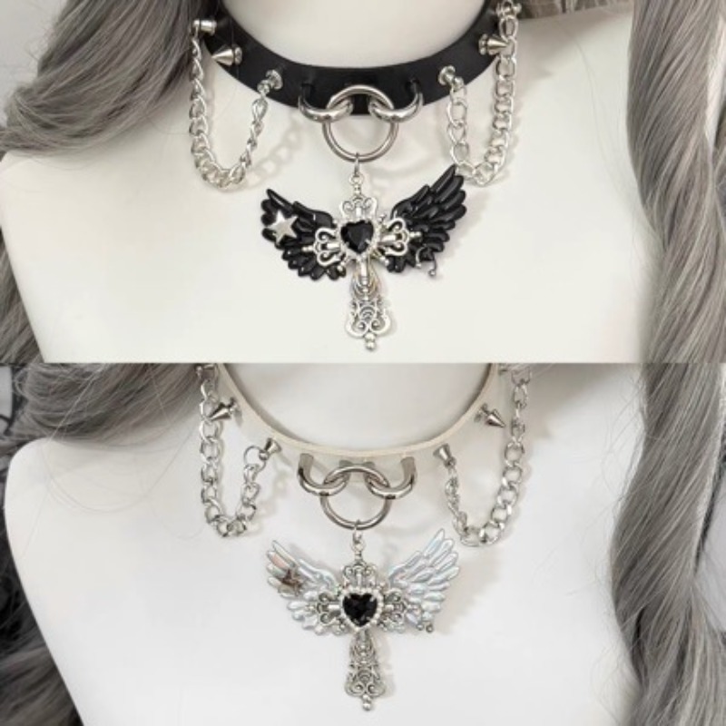 Gotik Alt Kültür Melek Kanadı  - Layered Pendant Necklace Aesthetic incelemesi ve fiyatı