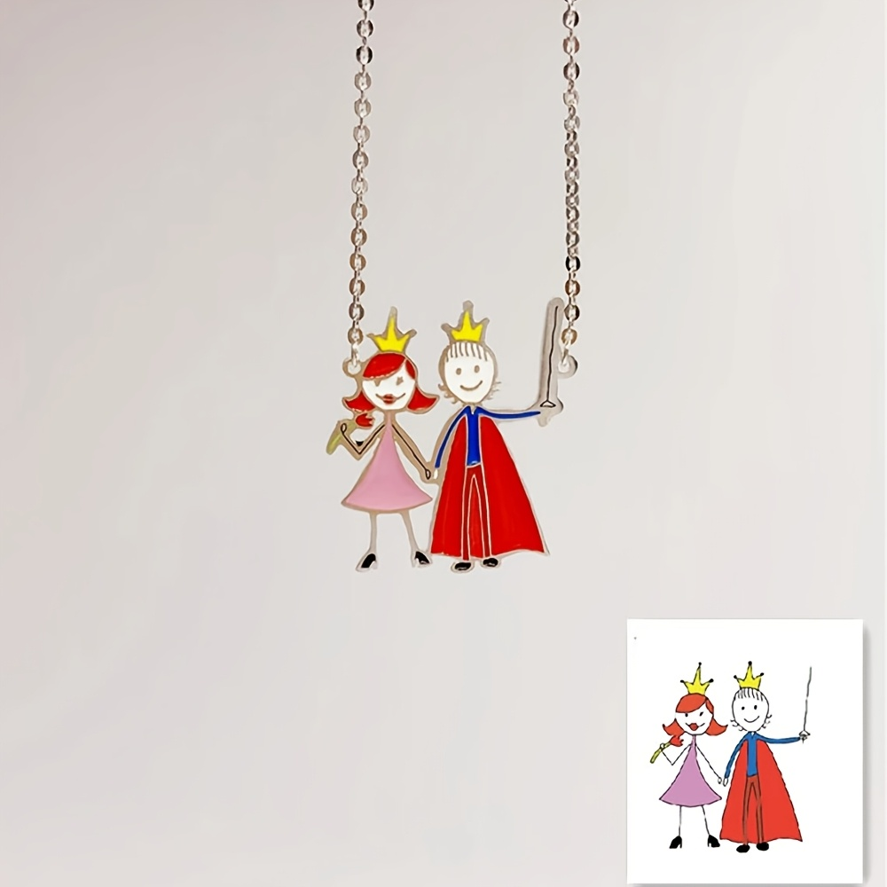 Özel Emaye Kolye Çocuk Çizim Y - Custom Name Necklace Stainless Steel incelemesi ve fiyatı