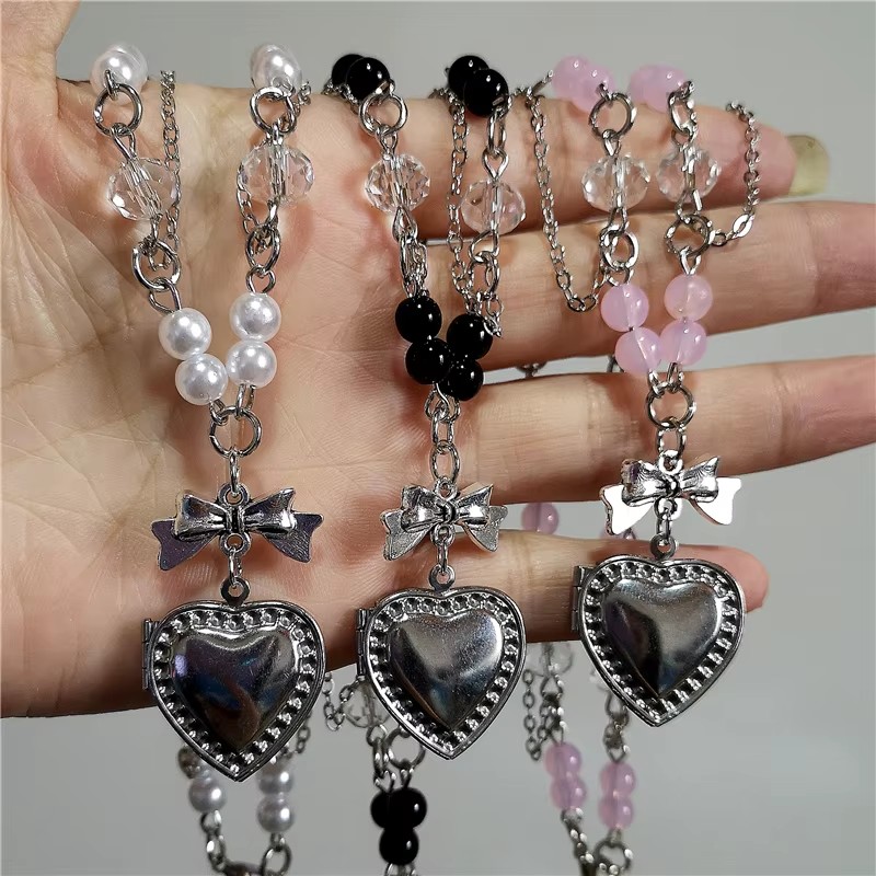Goth Y2K Kalp Madalyon Kolye P - Heart Locket Necklace Photo incelemesi ve fiyatı