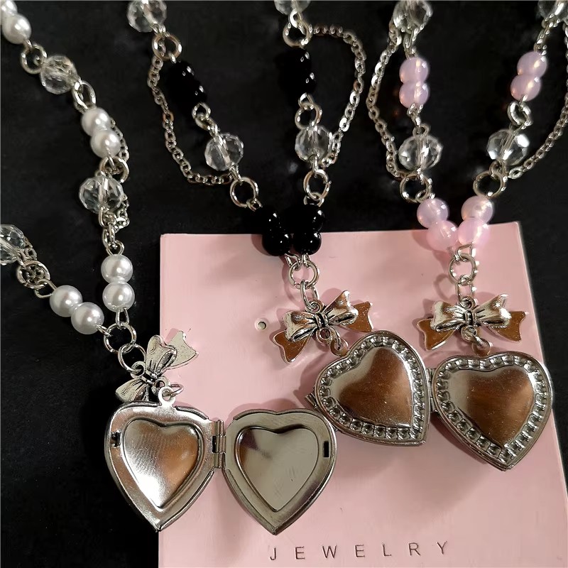 Goth Y2K Kalp Madalyon Kolye P - Heart Locket Necklace Photo incelemesi ve fiyatı