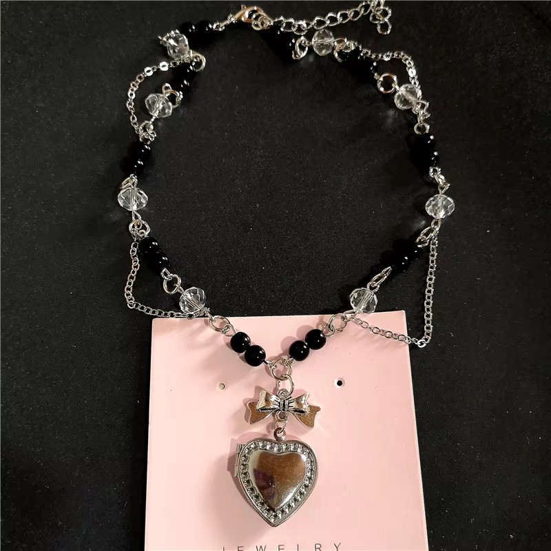 Goth Y2K Kalp Madalyon Kolye P - Heart Locket Necklace Photo incelemesi ve fiyatı