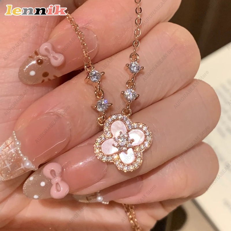 Pembe Kabuk Kolye, Dört Yaprak - Layered Pendant Necklace Aesthetic incelemesi ve fiyatı