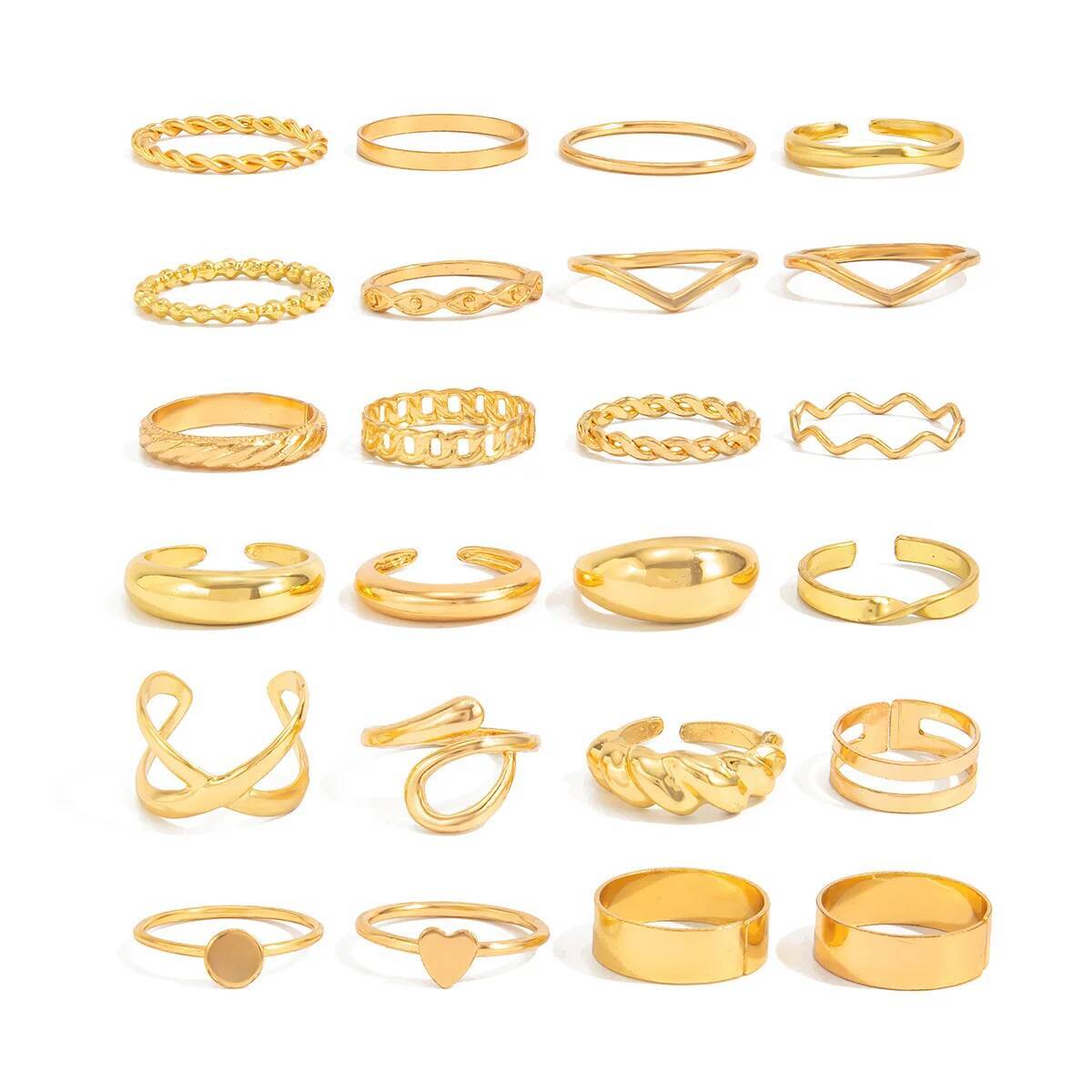 SHIXIN 24 Parça/Set Trendy Düz - Vintage Punk Knuckle Rings Set incelemesi ve fiyatı