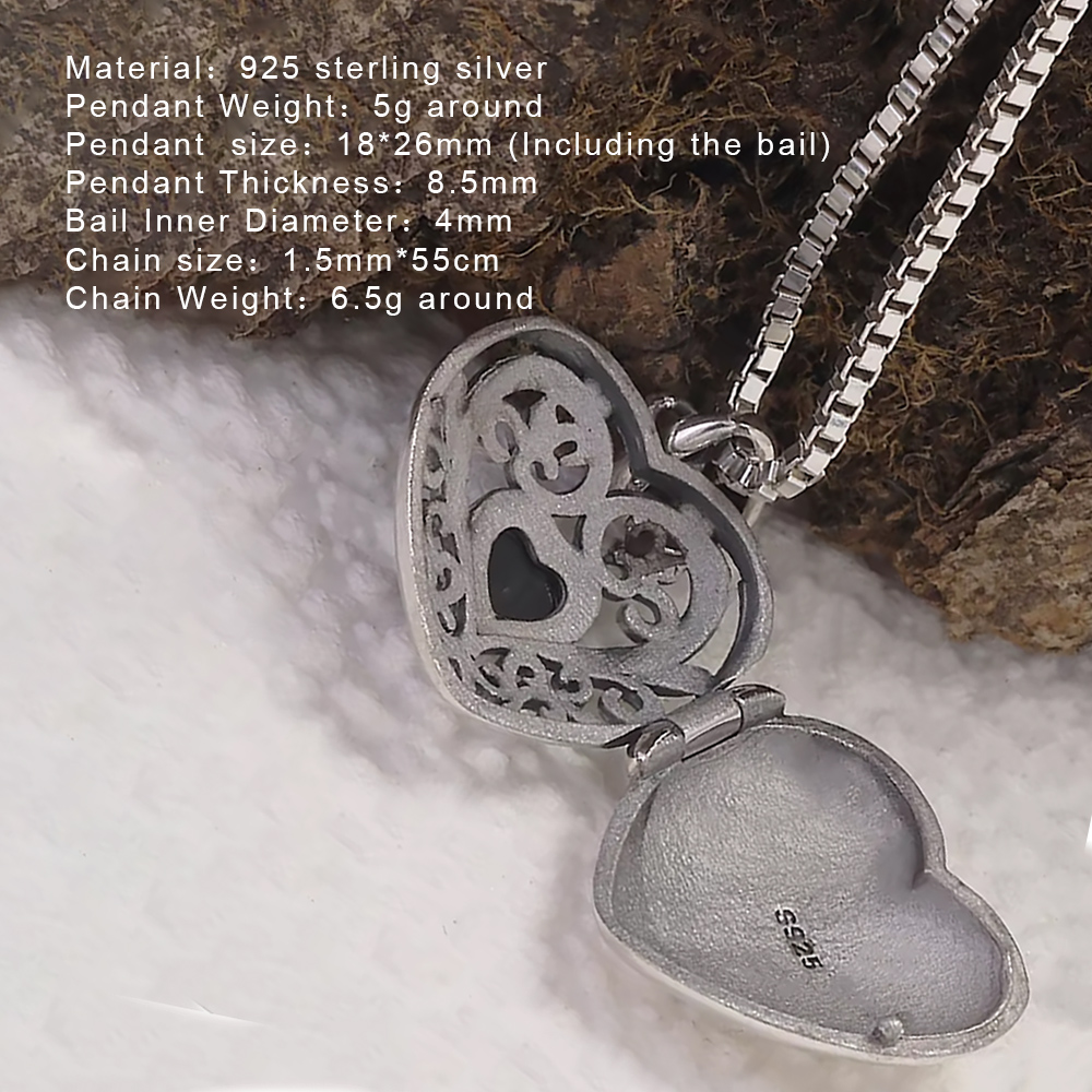 925 Ayar Gümüş Açılabilir Mada - Heart Locket Necklace Photo incelemesi ve fiyatı